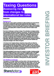 Assessing risk from changes to international tax rules OctoberBackground