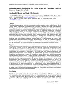 Community-based ecotourism in the Pedras Negras and Curralinho Extractive Reserves  35 Community-based ecotourism in the Pedras Negras and Curralinho Extractive Reserves, Guaporé River Valley