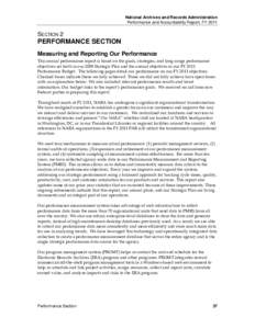 National Archives and Records Administration Performance and Accountability Report, FY 2011 SECTION 2  PERFORMANCE SECTION