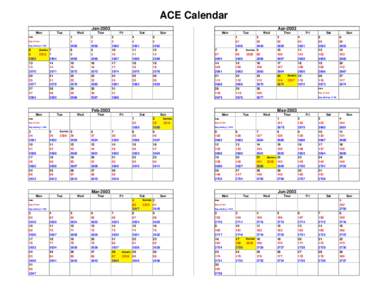 ACE Calendar Jan-2003 Mon Tue