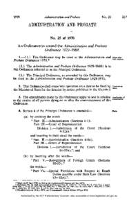 ADMINISTRATION AND PROBATE  No. 25 of 1970 An Ordinance to amend the Administration and Probate Ordinance[removed].