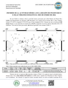 RED SISMICA DE PUERTO RICO  Universidad de Puerto Rico Recinto de Mayagüez Departamento de Geología