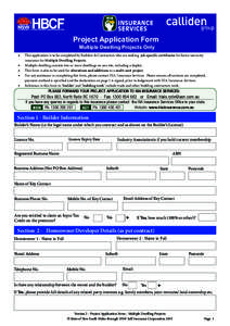 HBCF HOME BUILDING COMPENSATION FUND Project Application Form Multiple Dwelling Projects Only