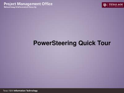 PowerSteering Quick Tour  Executive Dashboard •  Example Dashboard for