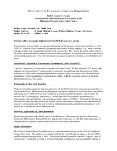 Documentation of Environmental Indicator Determiantion - Hercules, Inc., Parlin, New Jersey
