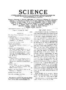 SCIENCE  A WEEKLY 3ORNAL DEVOTED TO THE ADVANCEMENT OF SCIENCE, PUBLISHING THE.