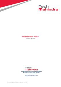 Whistleblower Policy HR-PO718, | 1.0 Sharda Centre, Off Karve Road, Erandwane, Pune, Maharashtra, India