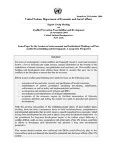 Section II: Post-conflict reconstruction and stabilization: socio-economic and institutional challenges