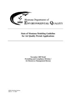 Montana Modeling Guideline for Air Quality Permits