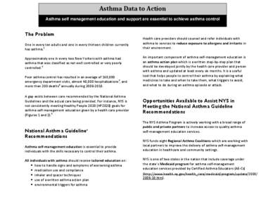 Asthma Data to Action:  Self-Management Education