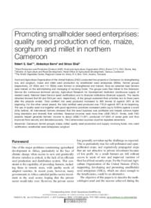 Promoting smallholder seed enterprises: quality seed production of rice, maize, sorghum and millet in northern Cameroon Robert G. Guei1*, Abdoulaye Barra2 and Drissa Silue´3 1