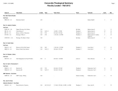 Concordia Theological Seminary Faculty Locator - Fall[removed]:37:46AM  Class ID