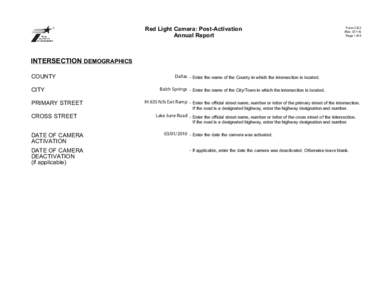 Red Light Camera: Post-Activation Annual Report FormRevPage 1 of 6