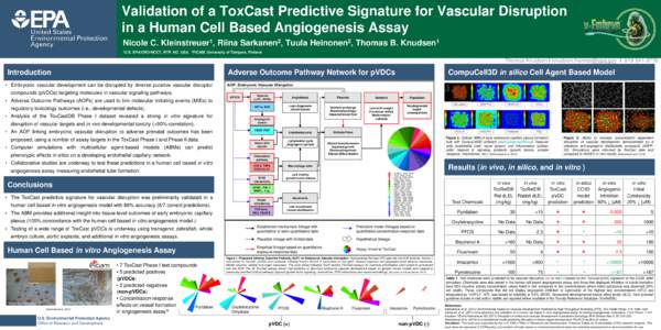 Validation of a ToxCast Predictive Signature for Vascular Disruption in a Human Cell Based Angiogenesis Assay Nicole C. Kleinstreuer1, Riina Sarkanen2, Tuula Heinonen2, Thomas B. Knudsen1 1U.S.  EPA/ORD/NCCT, RTP, NC, US