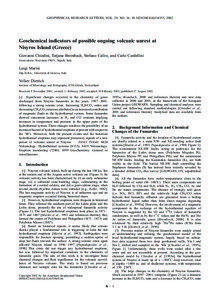 GEOPHYSICAL RESEARCH LETTERS, VOL. 29, NO. 16, [removed]2001GL014355, 2002  Geochemical indicators of possible ongoing volcanic unrest at