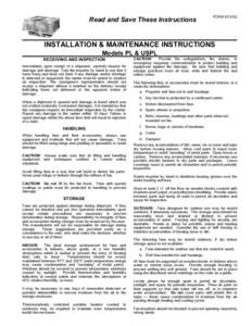 Read and Save These Instructions  FORM[removed]INSTALLATION & MAINTENANCE INSTRUCTIONS Models PL & USPL