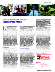 ADVERTISEMENT FEATURE  NANYANG TECHNOLOGICAL UNIVERSITY RISING UP THE RANKS