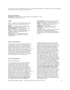 Cairns John Jr[removed]Stress, Environmental. In: Levin S.A. (ed.) Encyclopedia of Biodiversity, second edition, Volume 7, pp[removed]Waltham, MA: Academic Press. © 2013 Elsevier Inc. All rights reserved. Stress, Environ