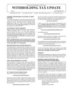 December 2007 WTU-001 Withholding Tax Update, Wisconsin Department of Revenue