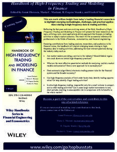 Handbook of High-Frequency Trading and Modeling in Finance Edited by Ionut Florescu, Maria C. Mariani, H. Eugene Stanley, and Frederi Viens ing Com