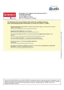 Protection of C. elegans from Anoxia by HYL-2 Ceramide Synthase Vincent Menuz, et al. Science 324, [removed]); DOI: [removed]science[removed]The following resources related to this article are available online at