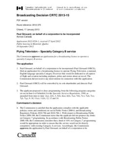 Broadcasting Decision CRTC 201X-XX