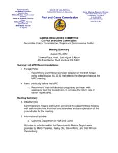 August 10, 2012 Marine Resources Committee Meeting Summary