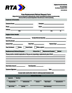 Regional Transit Authority 2817 Canal Street New Orleans, Louisianawww.norta.com  Pass Replacement/Refund Request Form