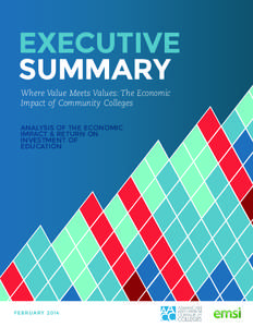 EXECUTIVE SUMMARY Where Value Meets Values: The Economic Impact of Community Colleges ANALYSIS OF THE ECONOMIC IMPACT & RETURN ON