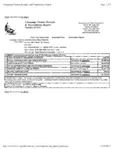 Page 1 of 1  Campaign Finance Receipts and Expenditures Report Print this form or Go Back