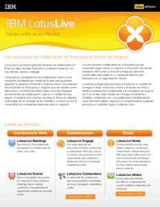 IBM LotusLive  ™ Trabajar juntos ya es más fácil