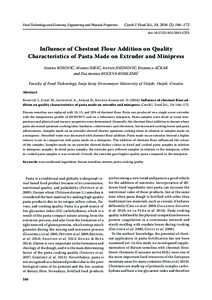 Food Technology and Economy, Engineering and Physical Properties  Czech J. Food Sci., 34, ): 166–172 doi: -CJFS  Influence of Chestnut Flour Addition on Quality