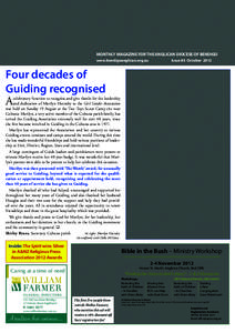 MONTHLY MAGAZINE FOR THE ANGLICAN DIOCESE OF BENDIGO www.bendigoanglican.org.au Issue 85 October[removed]Four decades of