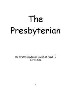 The Presbyterian The First Presbyterian Church of Freehold March[removed]