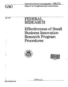 RCED[removed]Federal Research: Effectiveness of Small Business Innovation Research Program Procedures