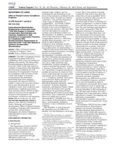 [removed]Federal Register / Vol. 78, No[removed]Thursday, February 28, [removed]Rules and Regulations DEPARTMENT OF LABOR Office of Federal Contract Compliance