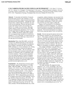 Lunar and Planetary Science XXX[removed]pdf CAN CARBONATES BE DATED USING K-AR TECHNIQUES? E. K. Olson1, T. D. Swindle1, D. A. Kring1, D. L. Dettman2, P. E. Rosenberg3, P. B. Larson3 1Lunar and Planetary Laboratory, Univer