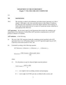 DEPARTMENT OF THE ENVIRONMENT Chapter 7- VOLATILE ORGANIC COMPOUNDS *** 799  DEFINITIONS