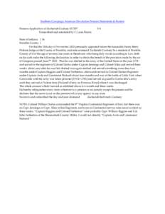 Southern Campaign American Revolution Pension Statements & Rosters Pension Application of Zachariah Cooksey S17357 Transcribed and annotated by C. Leon Harris VA