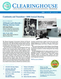 CLEARINGHOUSE  NATIONAL ARCHIVES NEWS National Association of Government Archives &  Records Administrators • www.nagara.org