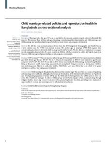 Child marriage-related policies and reproductive health in Bangladesh: a cross-sectional analysis