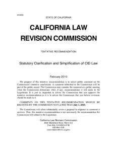 #H-855  STATE OF CALIFORNIA CALIFORNIA LAW REVISION COMMISSION