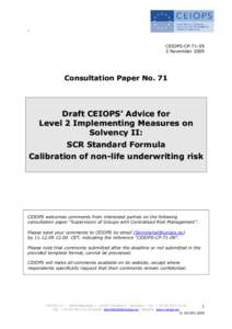 -  CEIOPS-CP[removed]November[removed]Consultation Paper No. 71