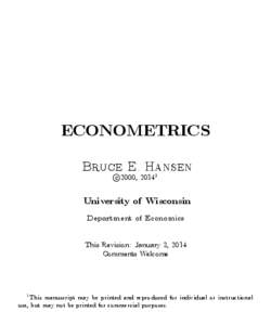 ECONOMETRICS Bruce E. Hansen c °2000, 20141