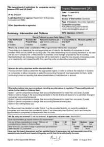 Amendment of restrictions for companies moving between IFRS and UK GAAP: final impact assessment