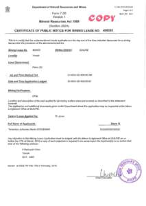 Certificate of Public Notice for Mining Lease[removed]