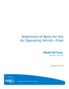 Statement of Basis for the Air Operating Permit—Final MAAX US Corp. Bellingham, Washington