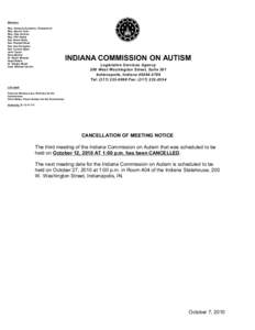 Members Rep. Vanessa Summers, Chairperson Rep. Dennis Tyler Rep. Cleo Duncan Rep. Phil Hinkle Sen. Brent Waltz