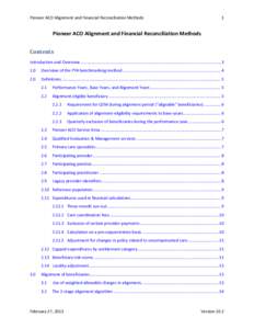 Pioneer ACO Alignment and Financial Reconciliation Methods