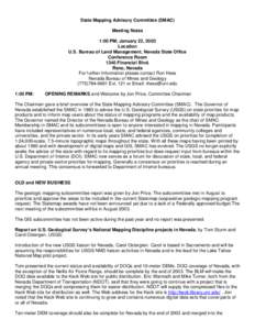 State Mapping Advisory Committee (SMAC) Meeting Notes 1:00 PM; January 22, 2003 Location U.S. Bureau of Land Management, Nevada State Office Conference Room